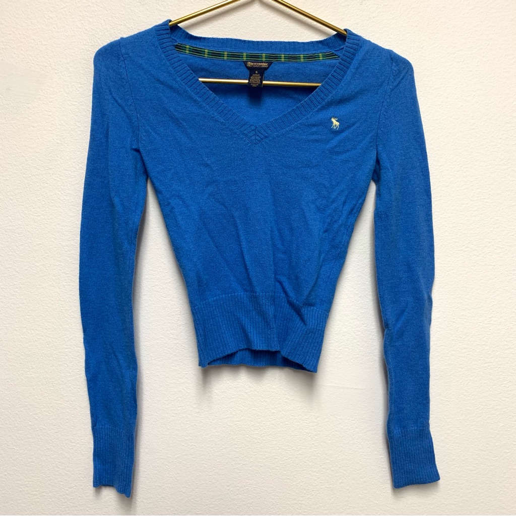 Vintage Abercrombie & Fitch Y2k V-Neck Sweater Size Small Angora Wool Cashmere